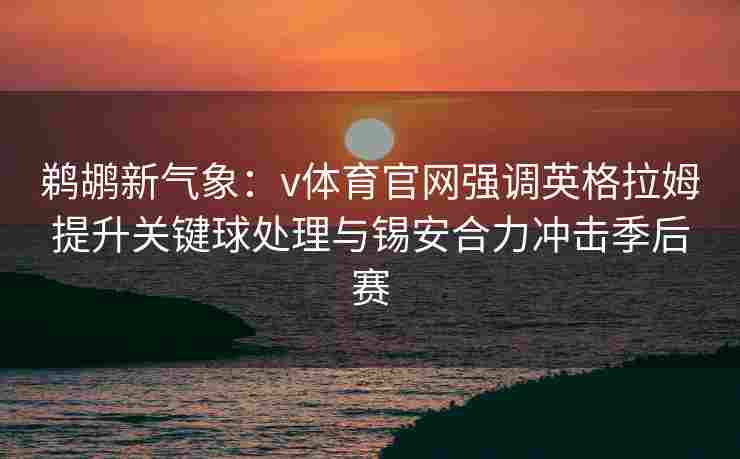 鹈鹕新气象:v体育官网强调英格拉姆提升关键球处理与锡安合力冲击季后赛